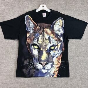 Vintage Jerzees T-Shirt 1995 Wild Oats Cheetah Leopard Face Size Large USA‎